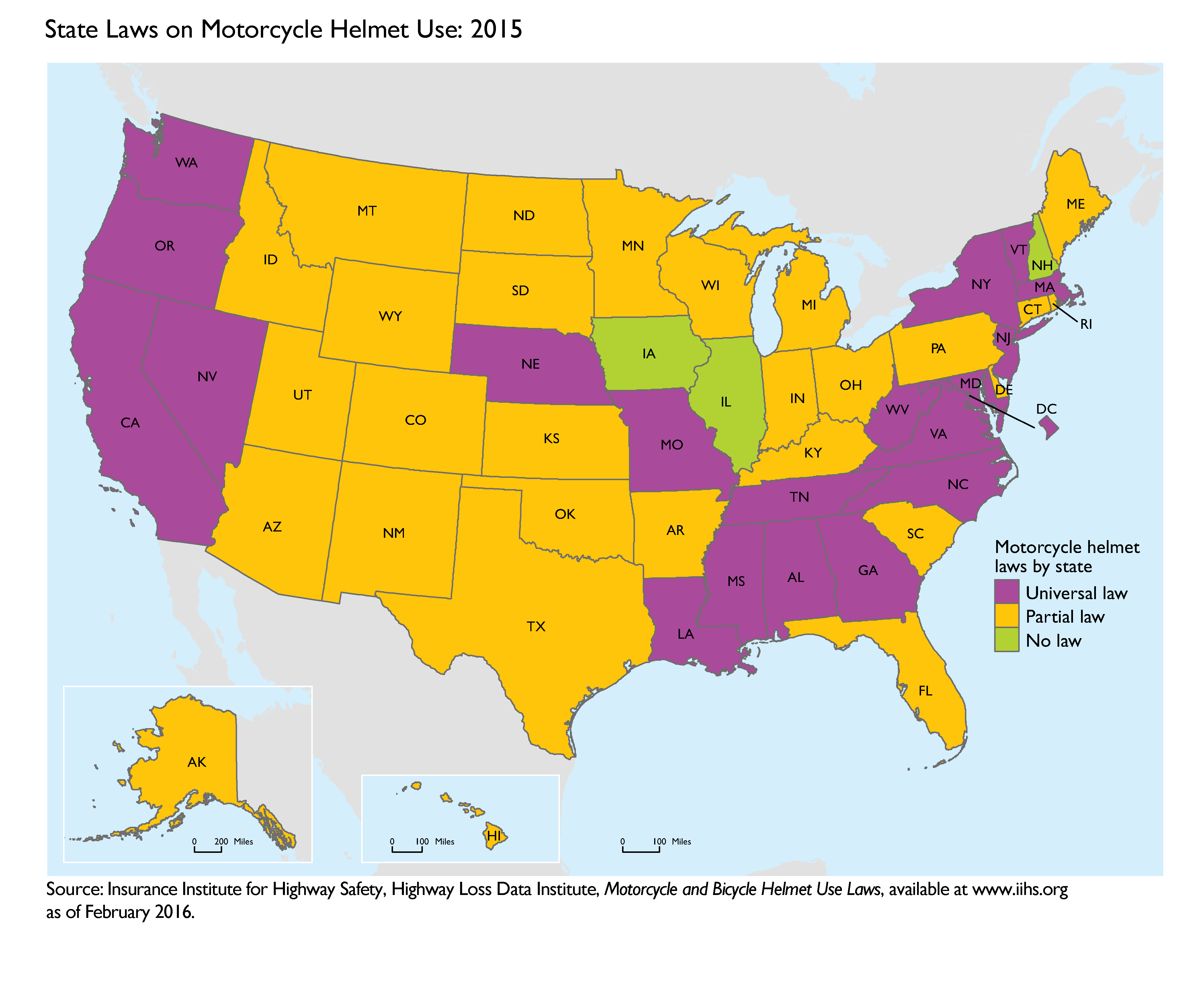 State Laws on Motorcycle Helmet Use 2015 Bureau of Transportation